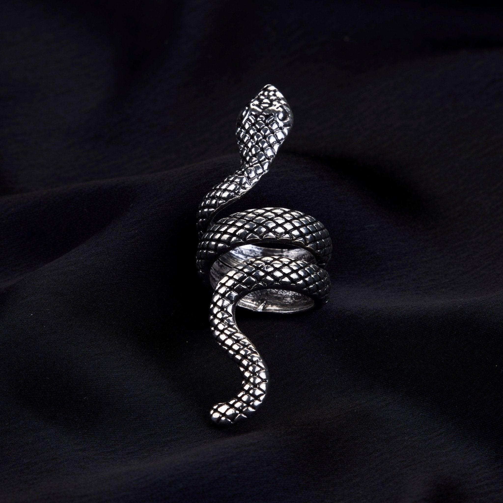 Rings - Serpent Rhodium Twisted Ring - Opal Touch