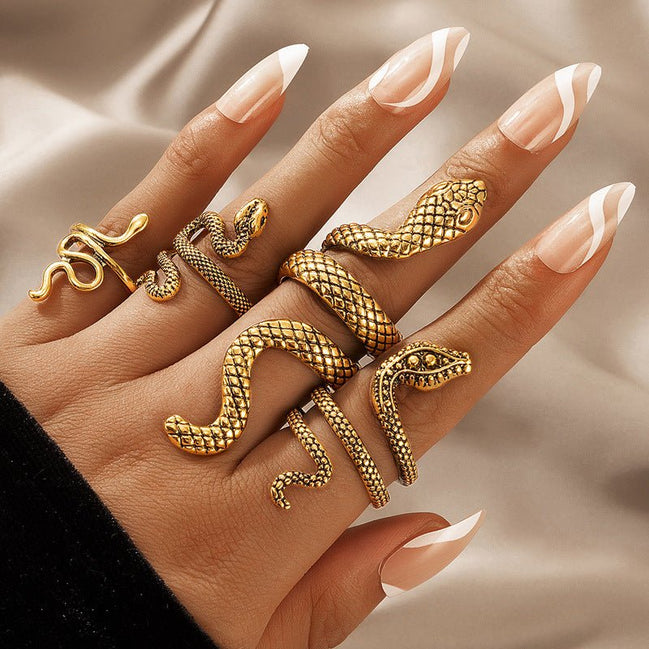 Combo - Serpentine Gold Plated Grace Ring (Pack of 4) - Opal Touch