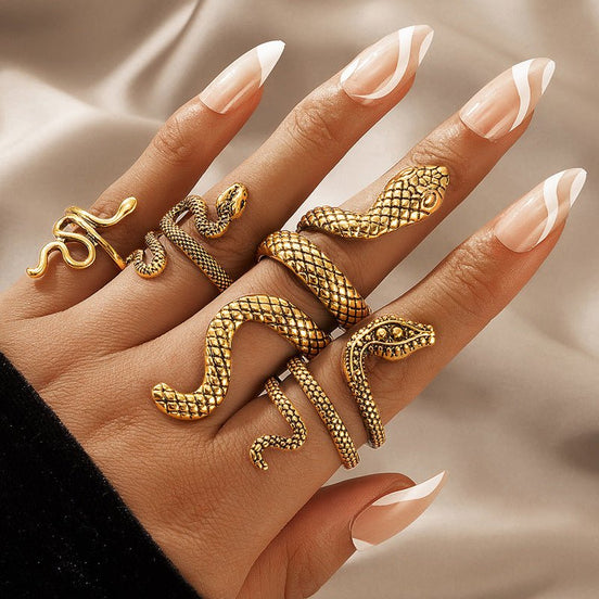 Combo - Serpentine Gold Plated Grace Ring (Pack of 4) - Opal Touch