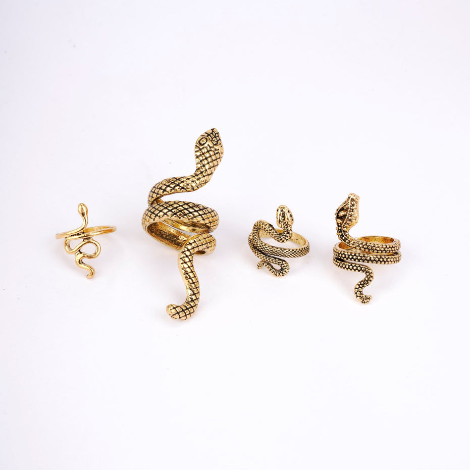 Combo - Serpentine Gold Plated Grace Ring (Pack of 4) - Opal Touch