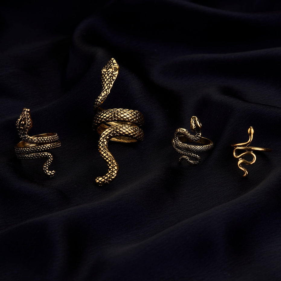 Combo - Serpentine Gold Plated Grace Ring (Pack of 4) - Opal Touch