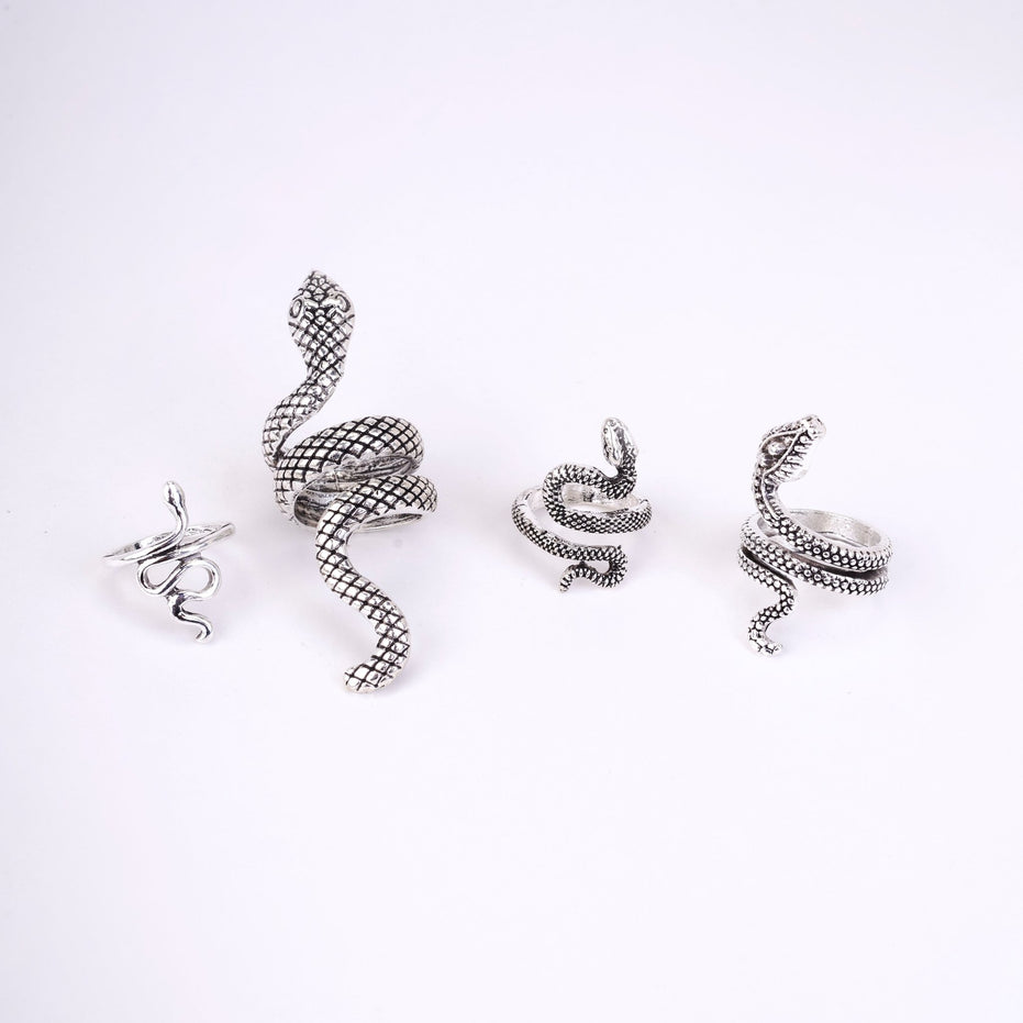 Combo - Serpentine Rhodium Grace Ring (Pack of 4) - Opal Touch