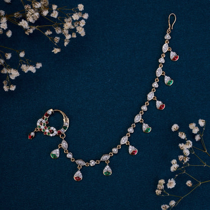 Nose Pin - Sharalle Two Tone Gold Silver Nath - Opal Touch