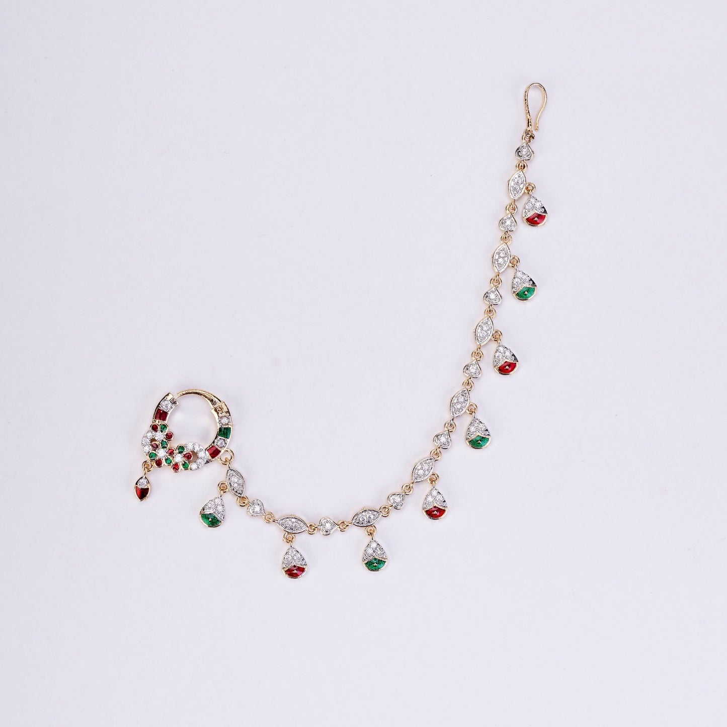 Nose Pin - Sharalle Two Tone Gold Silver Nath - Opal Touch