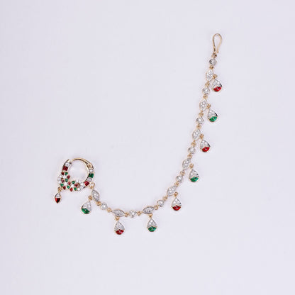 Nose Pin - Sharalle Two Tone Gold Silver Nath - Opal Touch