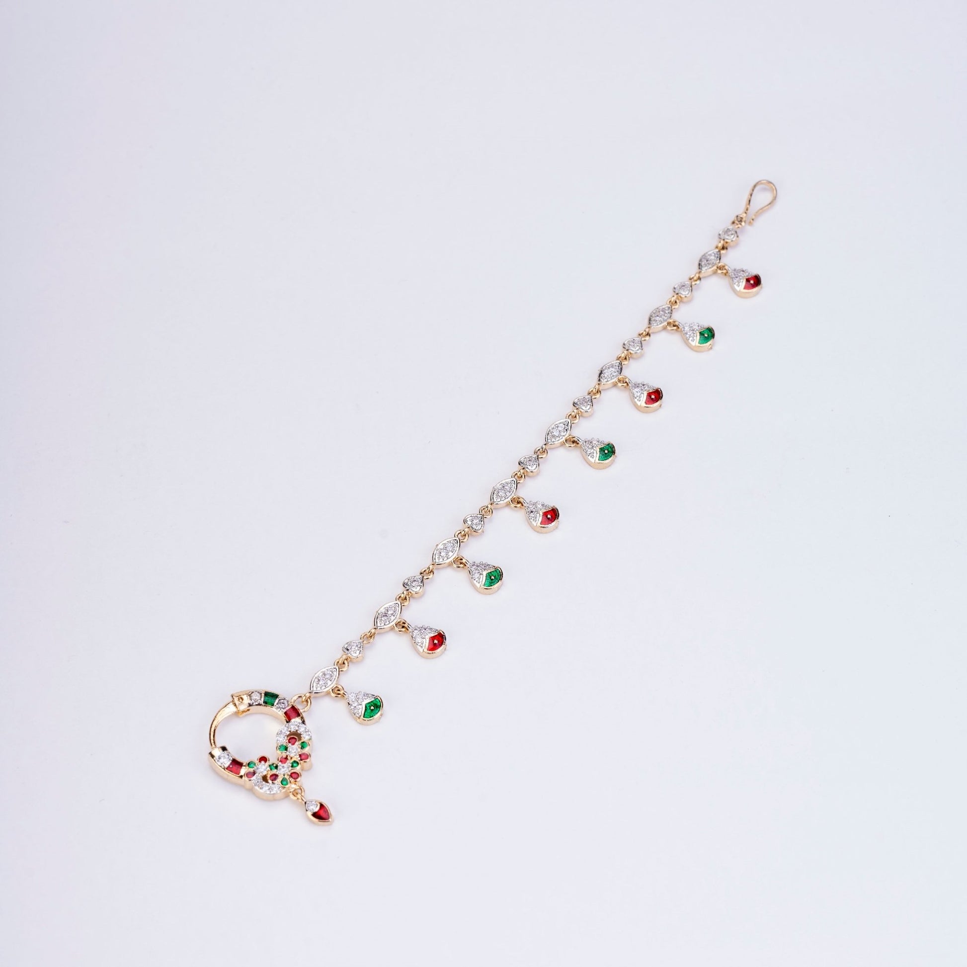 Nose Pin - Sharalle Two Tone Gold Silver Nath - Opal Touch