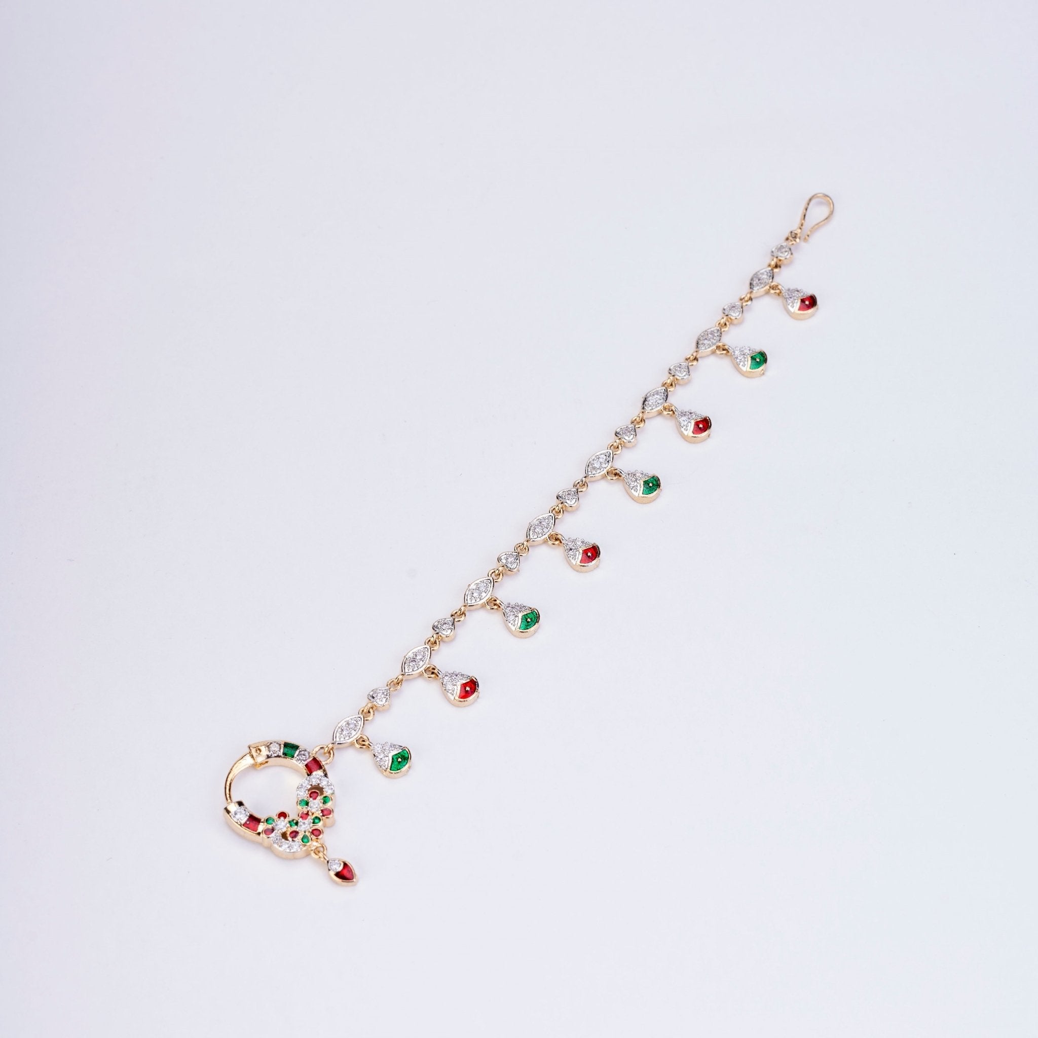 Nose Pin - Sharalle Two Tone Gold Silver Nath - Opal Touch