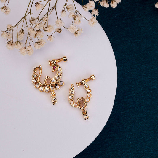 Nose Pin - Shimmering Gold Plated Combo Nose Pins - Opal Touch