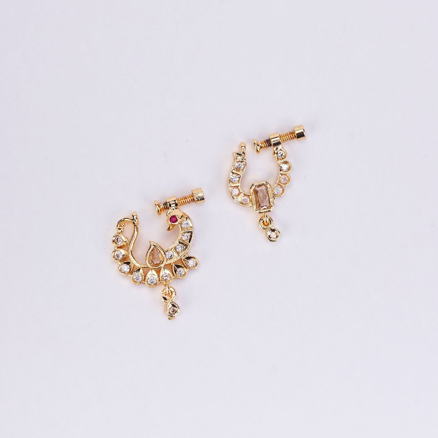 Nose Pin - Shimmering Gold Plated Combo Nose Pins - Opal Touch