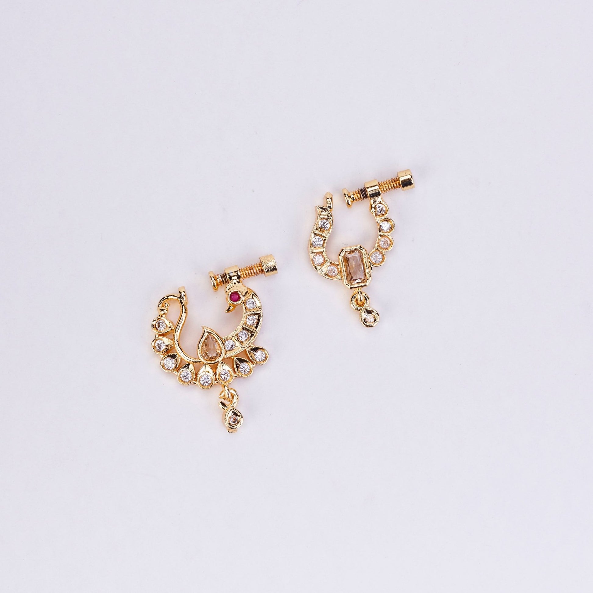 Nose Pin - Shimmering Gold Plated Combo Nose Pins - Opal Touch