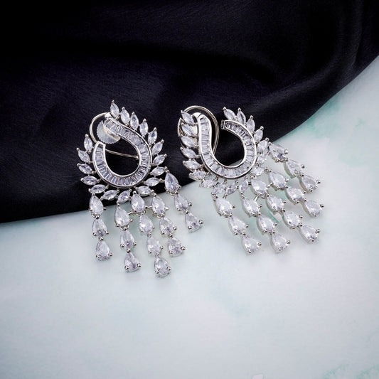 Opal Touch - Shimmering Rhodium Earrings - Earrings