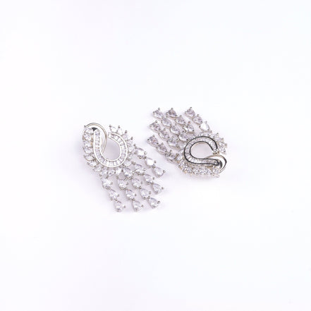 Opal Touch - Shimmering Rhodium Earrings - Earrings