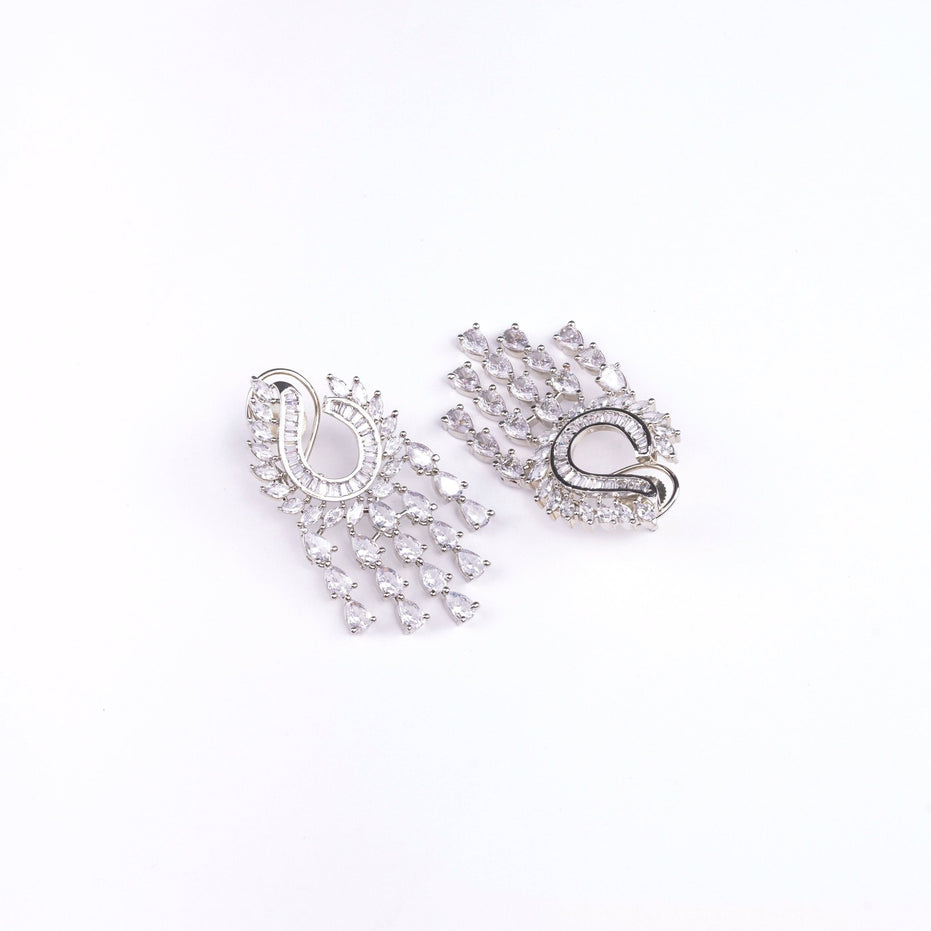 Opal Touch - Shimmering Rhodium Earrings - Earrings