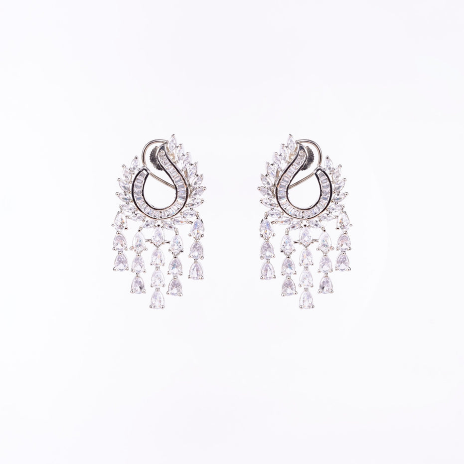 Opal Touch - Shimmering Rhodium Earrings - Earrings
