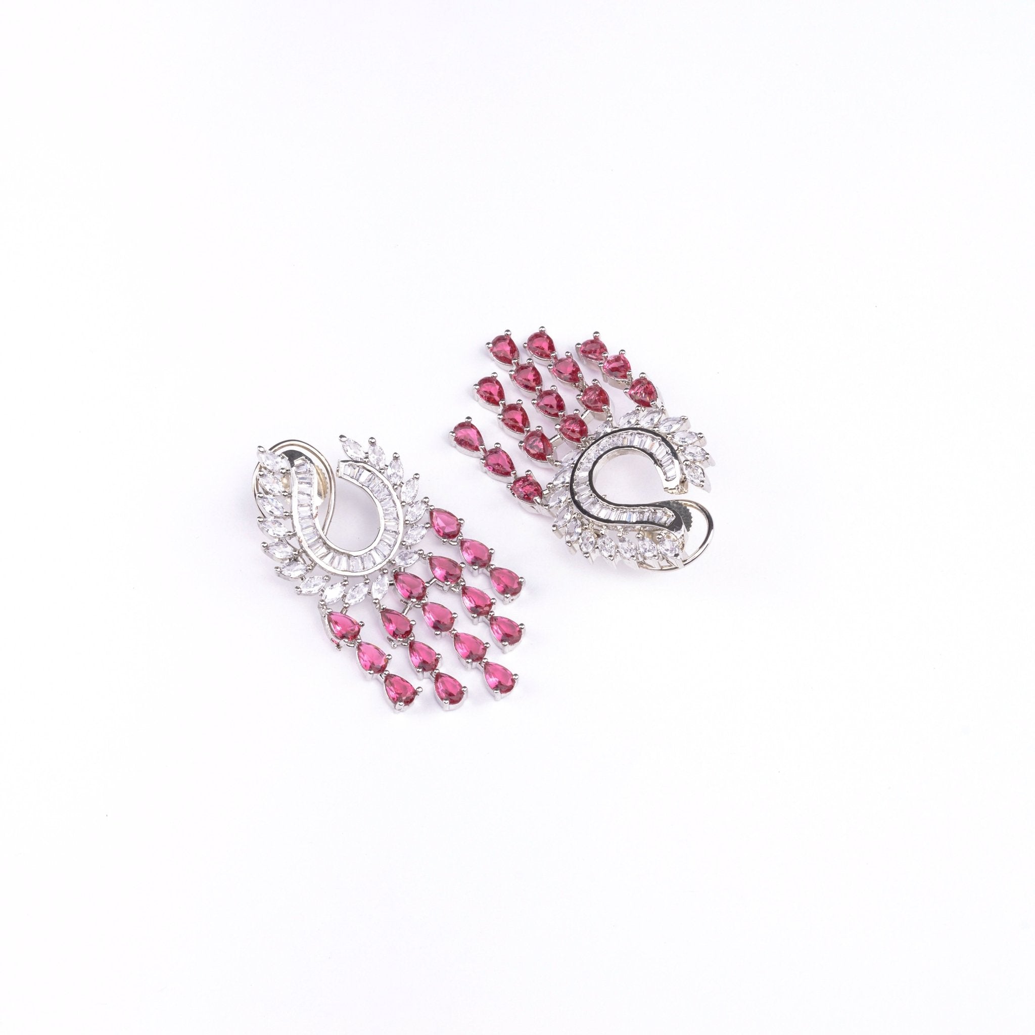 Opal Touch - Shimmering Rhodium Earrings - Earrings