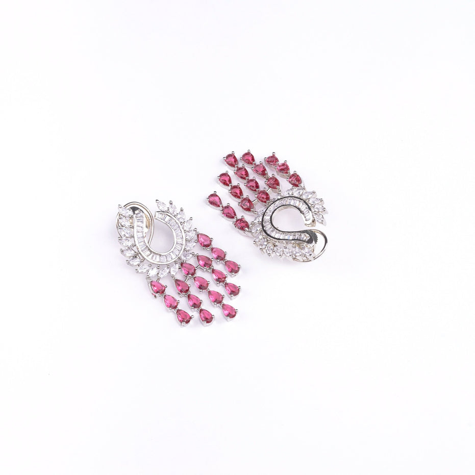 Opal Touch - Shimmering Rhodium Earrings - Earrings