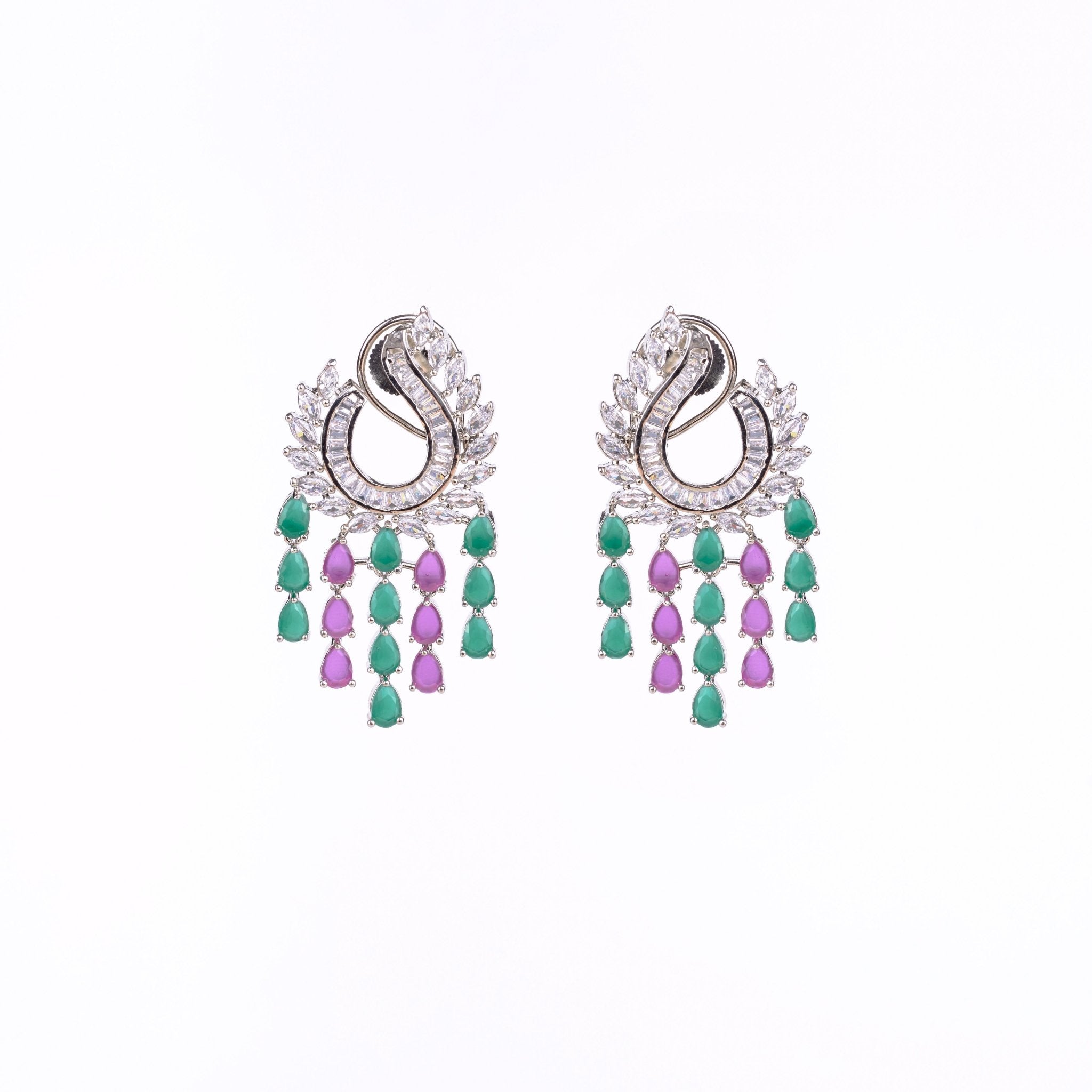 Opal Touch - Shimmering Rhodium Earrings - Earrings