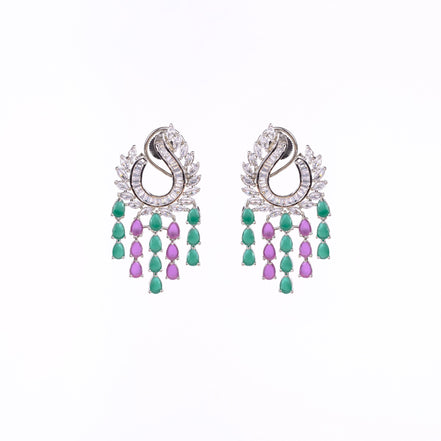 Opal Touch - Shimmering Rhodium Earrings - Earrings