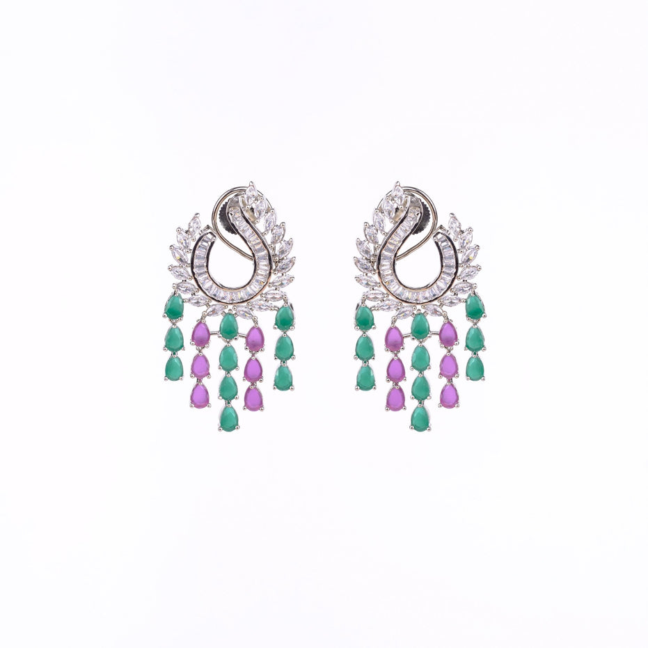 Opal Touch - Shimmering Rhodium Earrings - Earrings