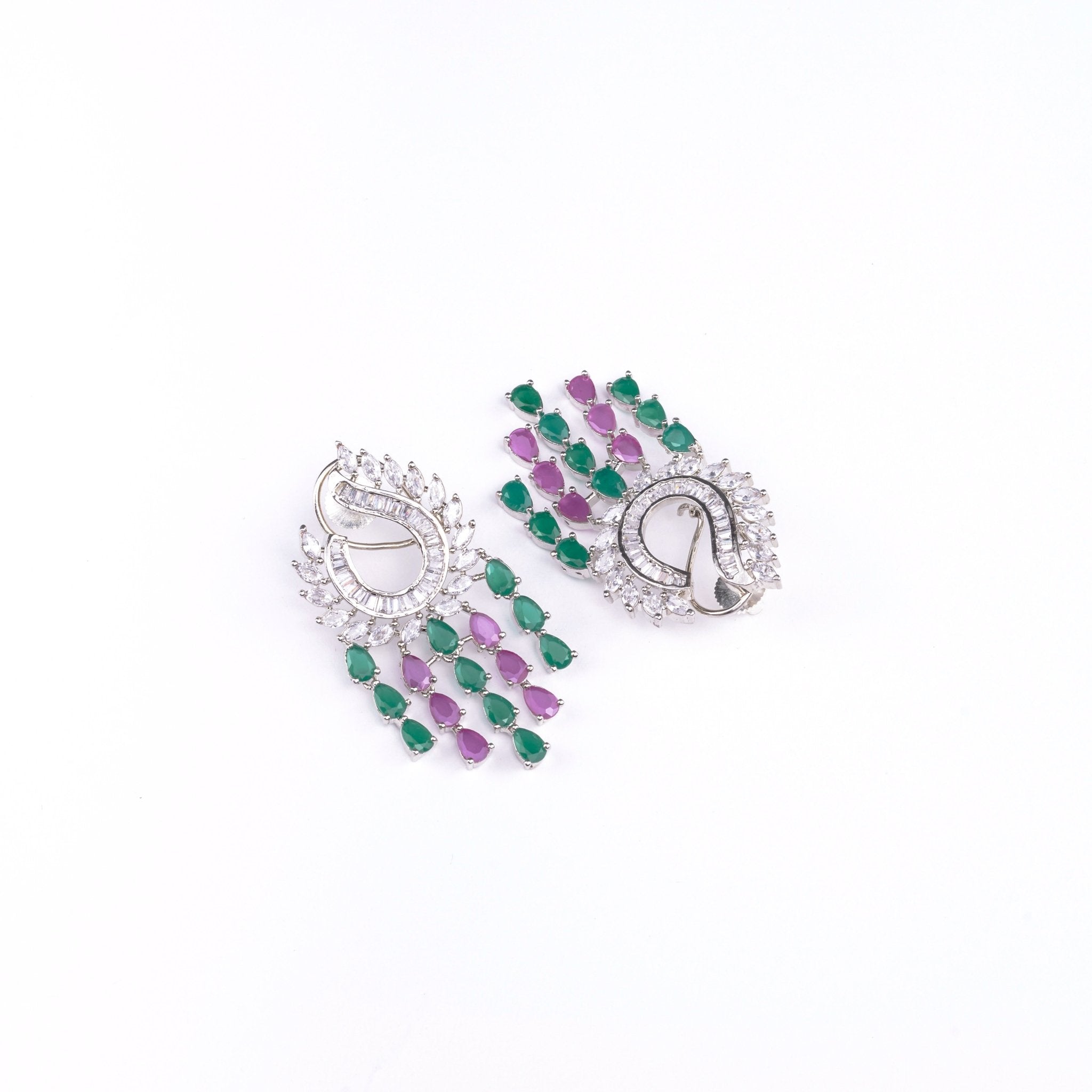 Opal Touch - Shimmering Rhodium Earrings - Earrings