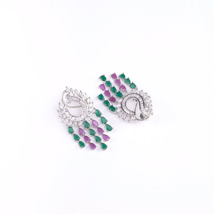 Opal Touch - Shimmering Rhodium Earrings - Earrings