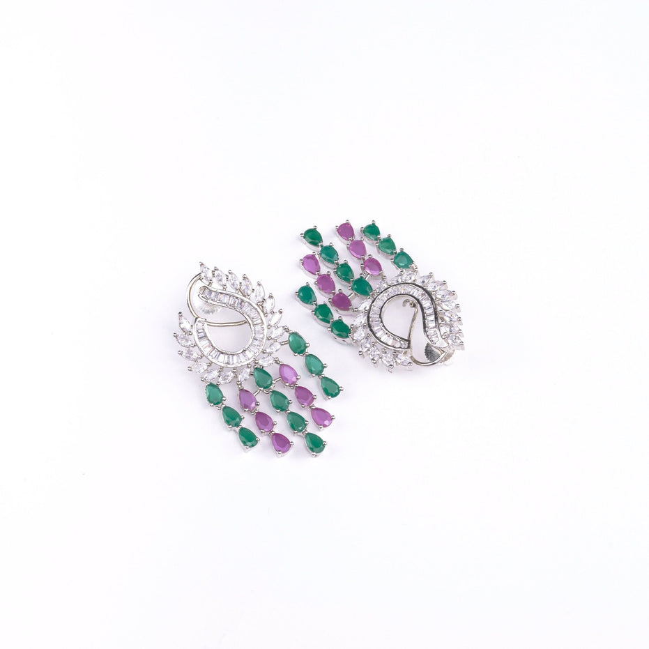 Opal Touch - Shimmering Rhodium Earrings - Earrings