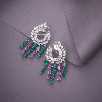 Opal Touch - Shimmering Rhodium Earrings - Earrings