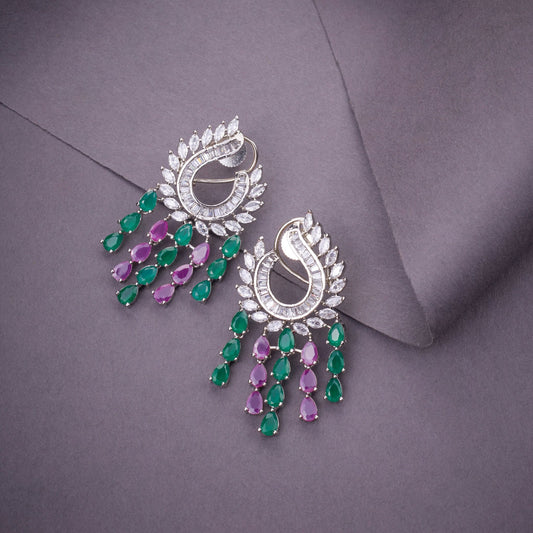 Opal Touch - Shimmering Rhodium Earrings - Earrings