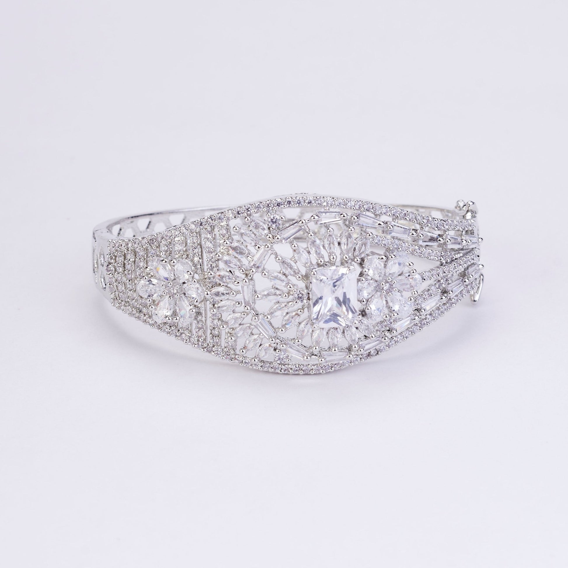 Bracelet - Shimmering Rhodium Plated Bracelet - Opal Touch