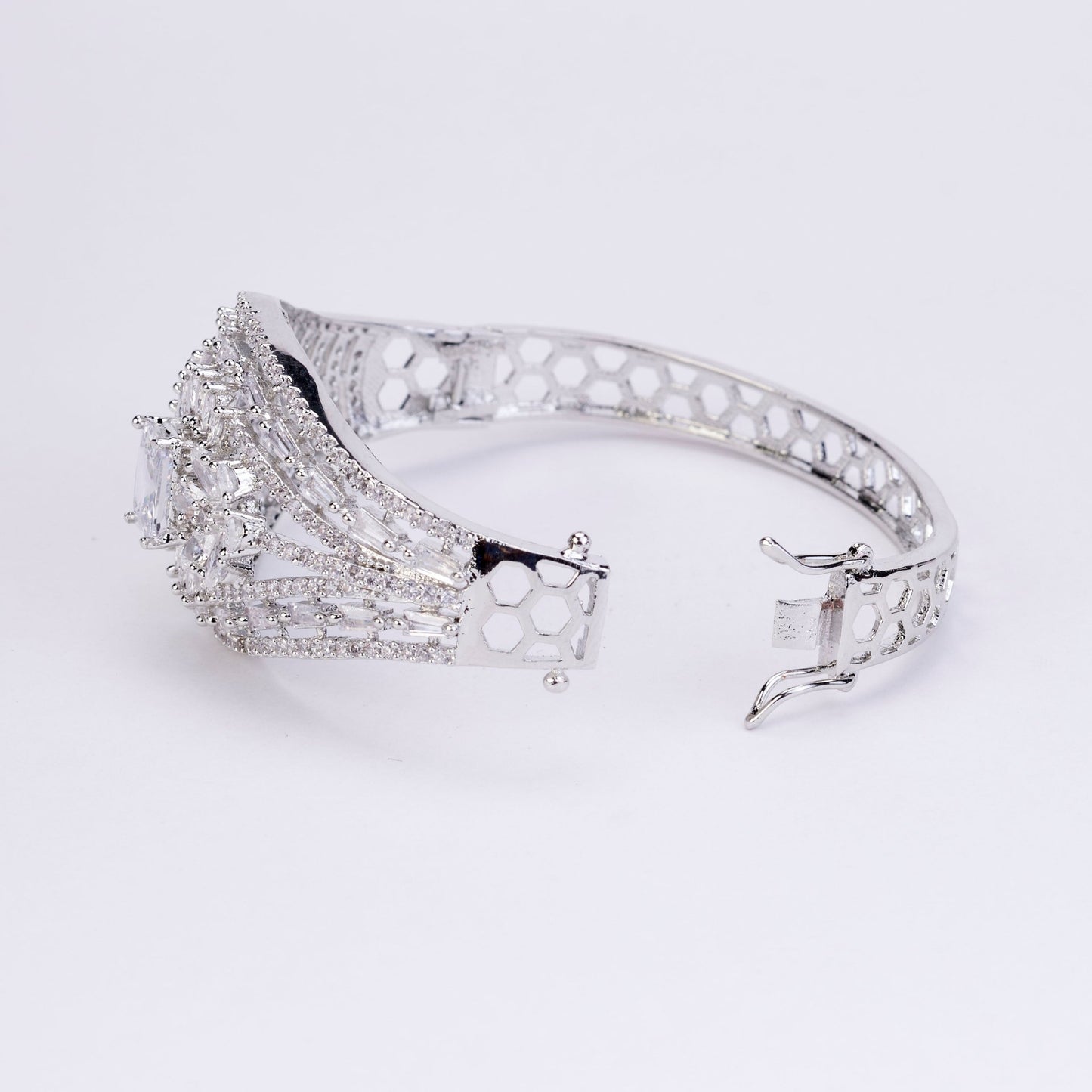 Bracelet - Shimmering Rhodium Plated Bracelet - Opal Touch