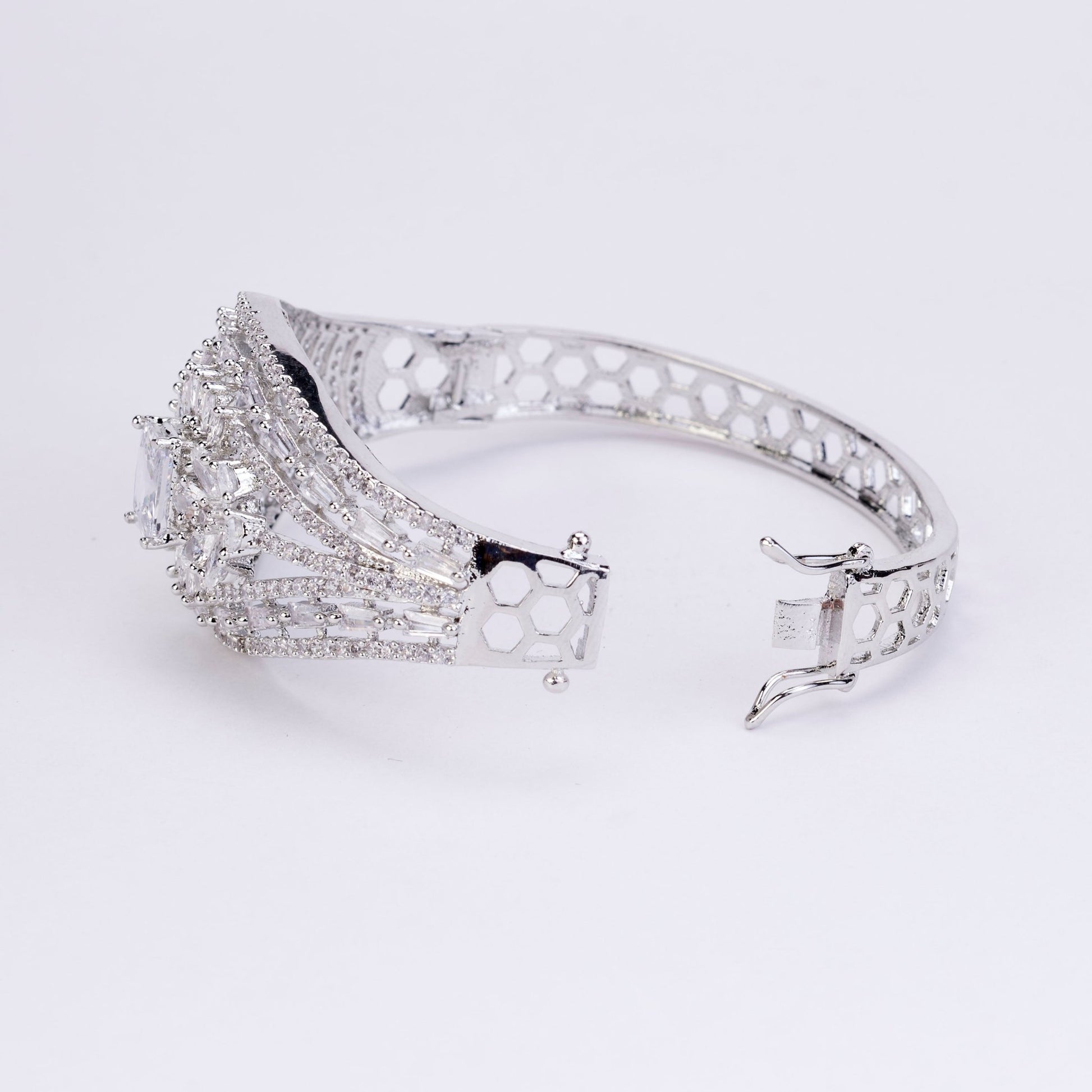 Bracelet - Shimmering Rhodium Plated Bracelet - Opal Touch