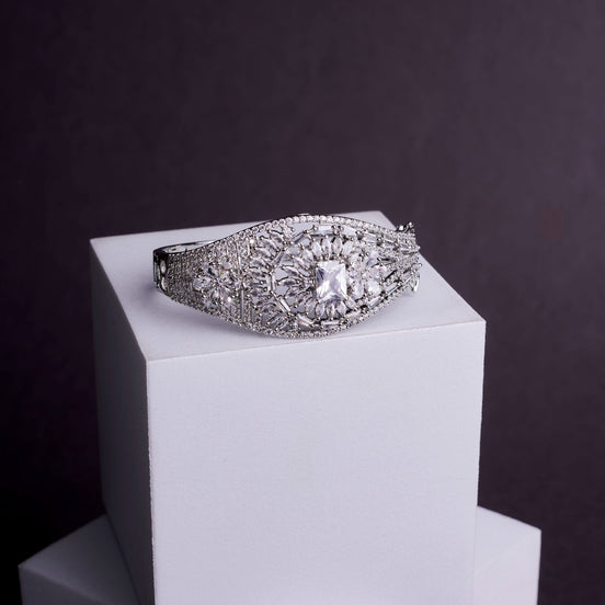Bracelet - Shimmering Rhodium Plated Bracelet - Opal Touch