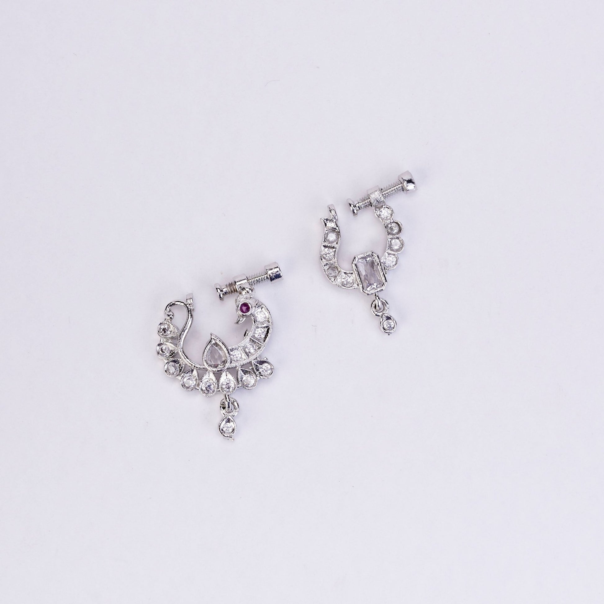 Nose Pin - Shimmering Rhodium Plated Combo Nose Pins - Opal Touch