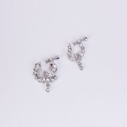Nose Pin - Shimmering Rhodium Plated Combo Nose Pins - Opal Touch