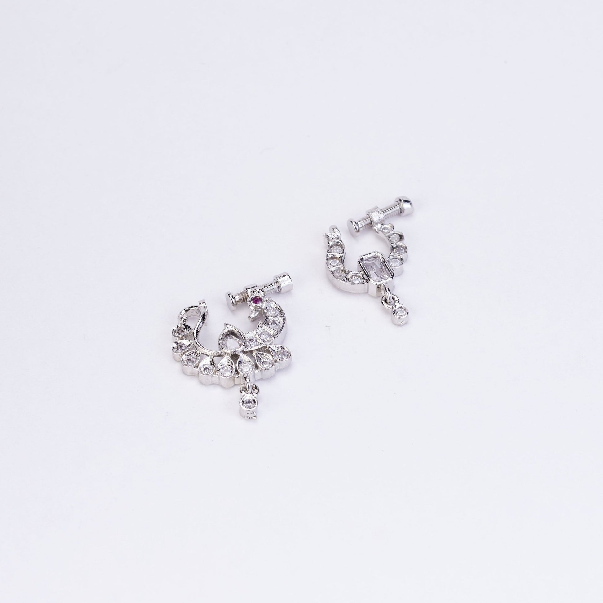 Nose Pin - Shimmering Rhodium Plated Combo Nose Pins - Opal Touch