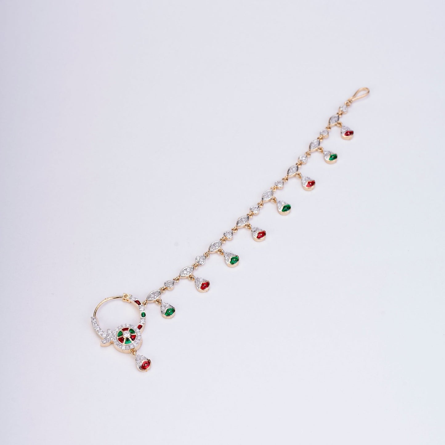 Nose Pin - Shimmering Two Tone Gold Silver Nath - Opal Touch