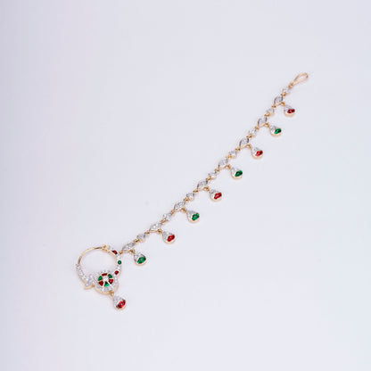 Nose Pin - Shimmering Two Tone Gold Silver Nath - Opal Touch