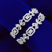 Opal Touch - Shimmering White Rhodium Bangles (Pack of 2) - Bangles
