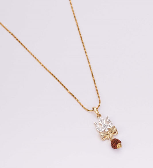 Locket Set - Shiv Sambhu Gold Plated Locket Set - Opal Touch