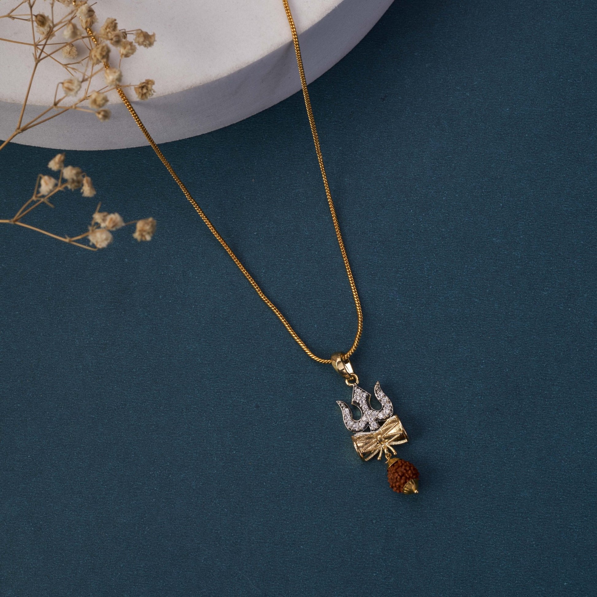 Locket Set - Shiv Sambhu Gold Plated Locket Set - Opal Touch