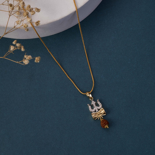 Locket Set - Shiv Sambhu Gold Plated Locket Set - Opal Touch