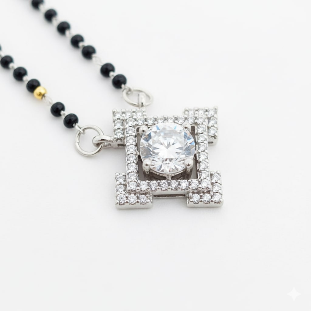 Silver Moonbeam Mangalsutra - Opal Touch