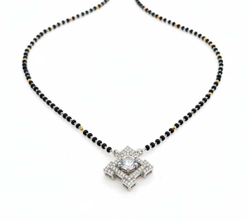 Silver Moonbeam Mangalsutra - Opal Touch