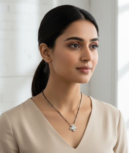 Silver Moonbeam Mangalsutra - Opal Touch