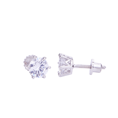 Opal Touch - Single White Stud Screw Earrings - Studs