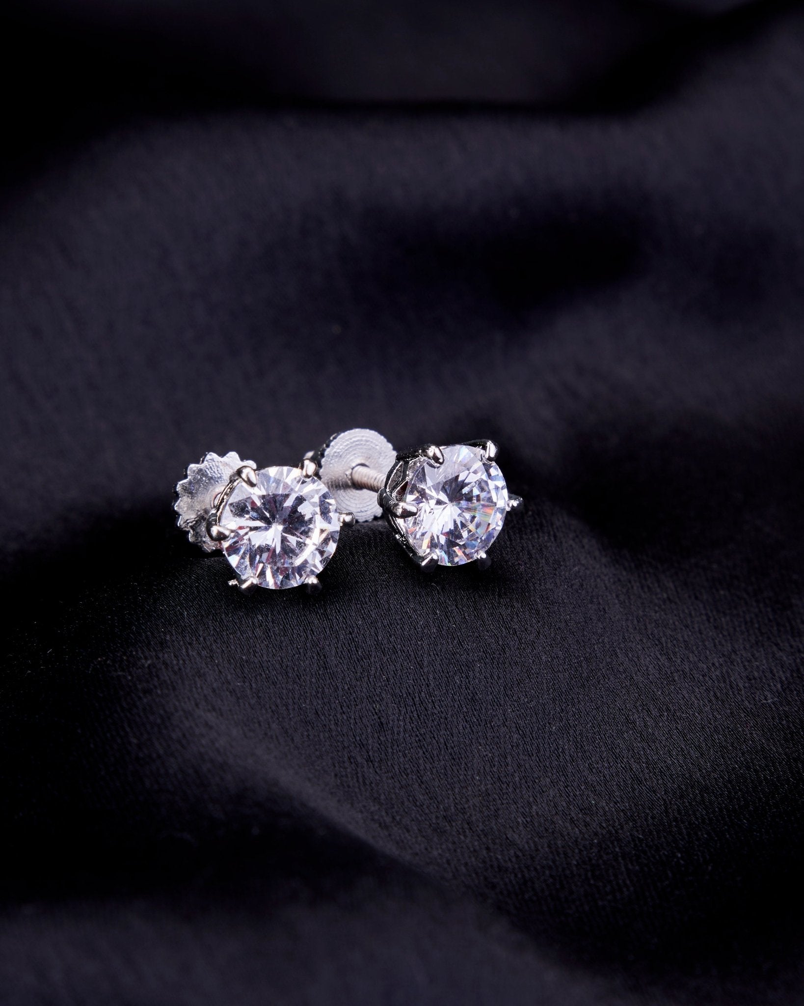 Opal Touch - Single White Stud Screw Earrings - Studs