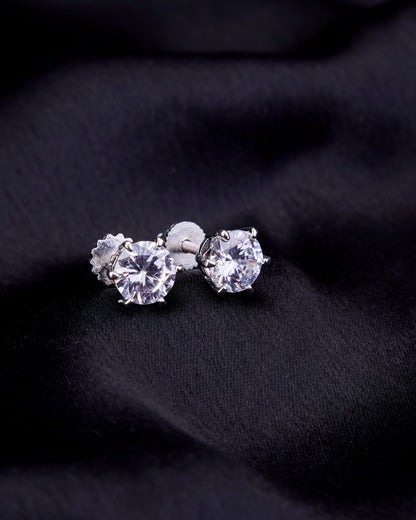 Opal Touch - Single White Stud Screw Earrings - Studs