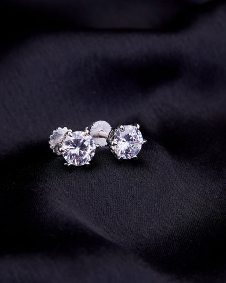 Opal Touch - Single White Stud Screw Earrings - Studs