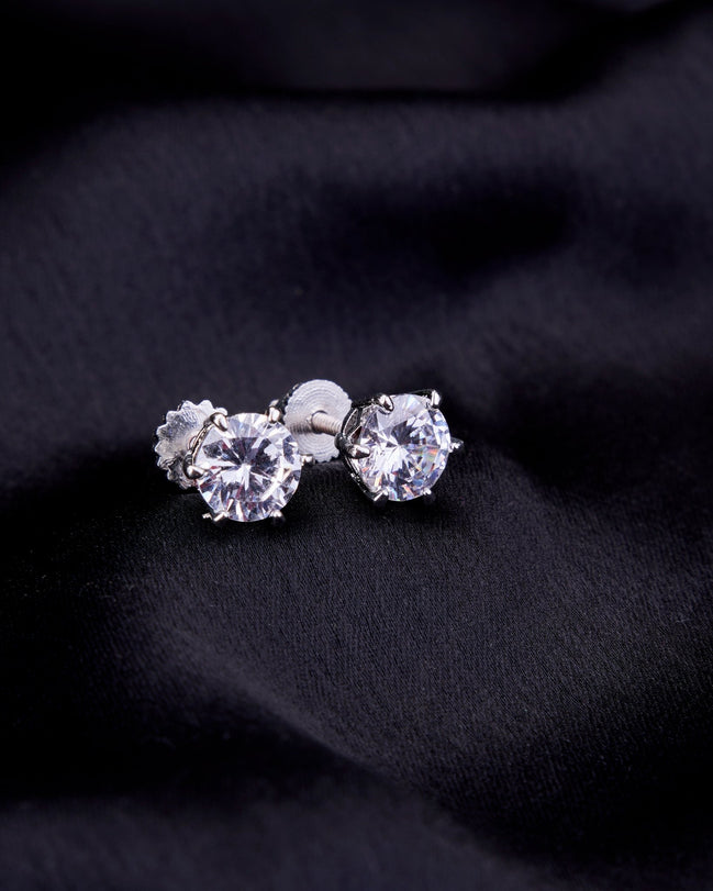 Opal Touch - Single White Stud Screw Earrings - Studs