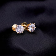 Opal Touch - Single White Stud Screw Earrings - Studs
